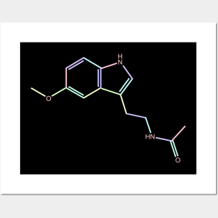 Melatonin Kawaii Pastel Rainbow Molecule Posters and Art